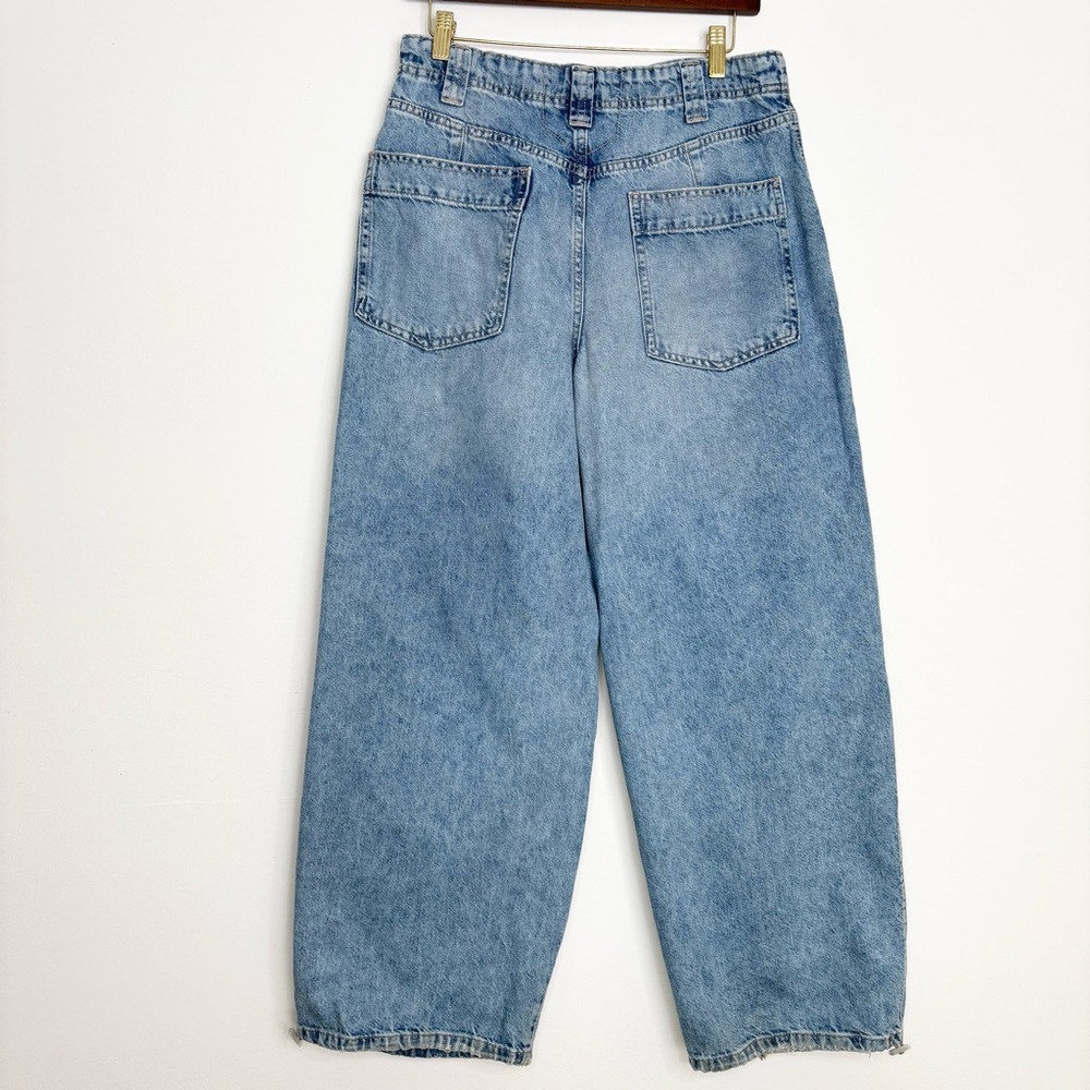 Free People Newbies Solid Slouchy Jeans Stone Wash Wide Leg Size Small Baggy Y2K - Picture 12 of 16